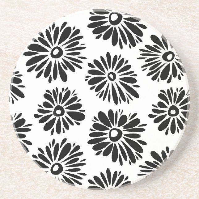 Porta-copos Funky Black e white floral (Frente)