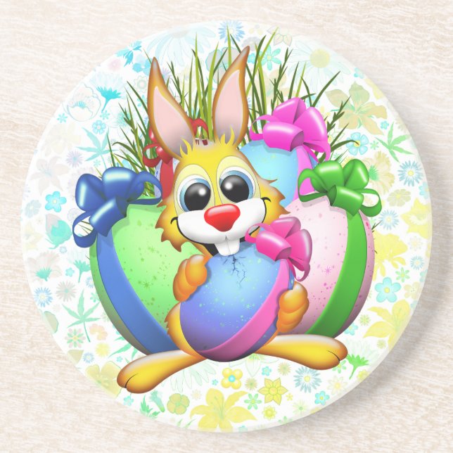 Porta-copos Funny Bunny biting an Easter Egg (Frente)