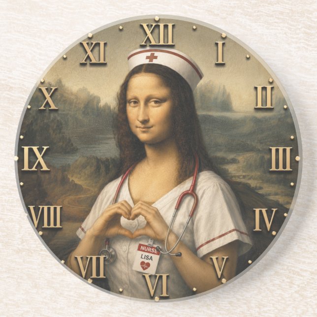 Porta-copos Funny Mona Lisa Nurse RN & Nursing Office Decor  (Frente)