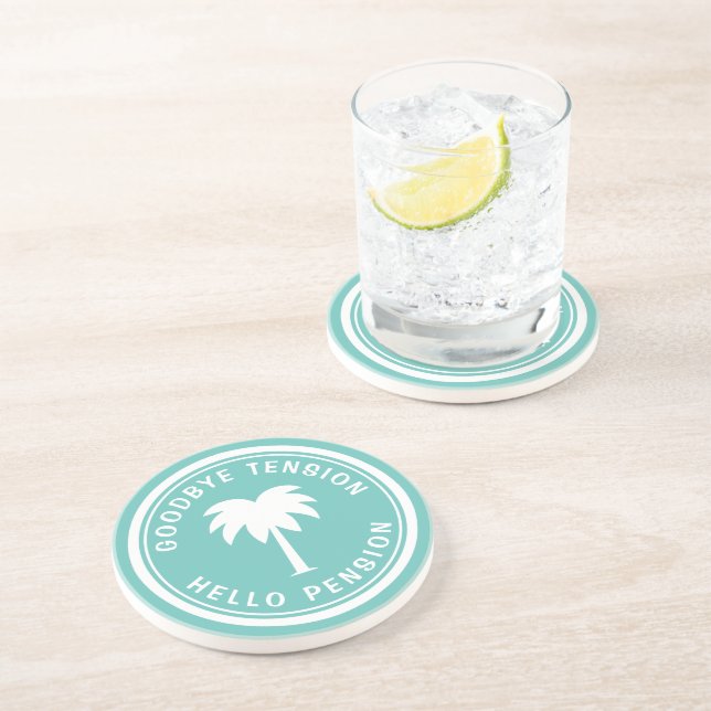 Porta-copos Funny retirement coaster with palm tree logo (Lateral)