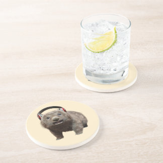 Porta-copos Funny Wombat with headphones Cool Animal