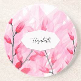 Porta-copos Fusão Floral Rosa Aquarela Monogramada