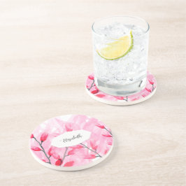 Porta-copos Fusão Floral Rosa Aquarela Monogramada