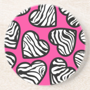 Porta-copos Fuschia branca, cor-de-rosa-rosa, padrão-zebra bra