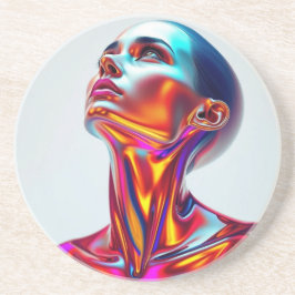 Porta-copos Futuristic woman portrait, sci-fi aesthetics, neon