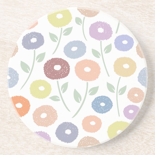 Porta-copos Fuzzy Flower Lg Pattern Pastels on White (Frente)