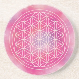 Porta-copos Galáxia Rosa Suave Flor da Vida Geometria Sagrada