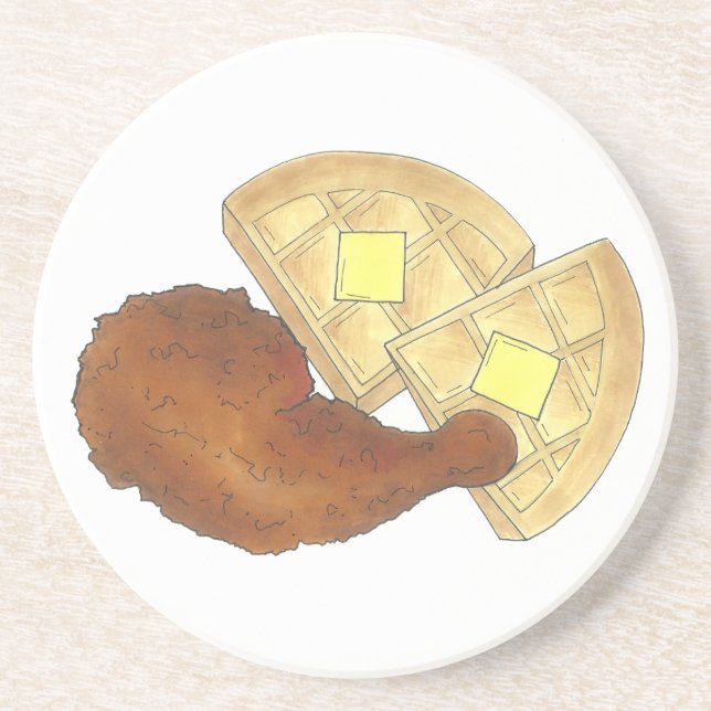 Porta-copos Galinha e Jantar Waffles, Comida de Soul Clássica (Frente)