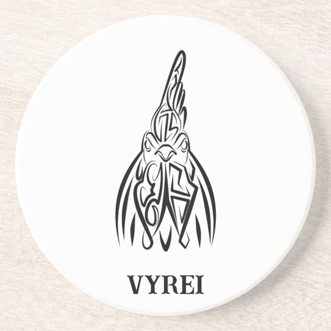 Porta-copos Galo Tribal Negro e Branco (Frente)