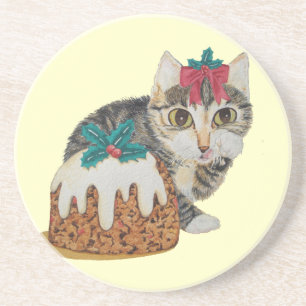 Porta-copos gatinha de cinza gatinha vestida de natal