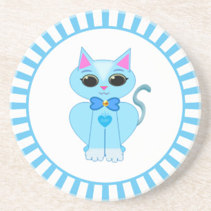 Porta-copos Gatinho de desenho animado azul claro fofo & raios