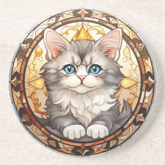 Porta-copos Gatinho De Vidro Arroz Elegante De Olhos Azuis