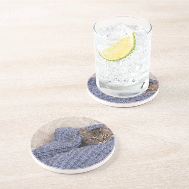 Porta-copos Gatinho num cobertor (Lateral)