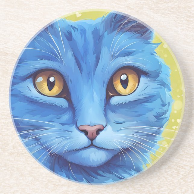 Porta-copos Gato Azul Grande. (Frente)