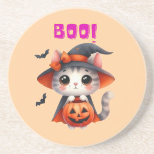 Porta-copos Gato de Halloween bonito com abóbora e Deco de Cha
