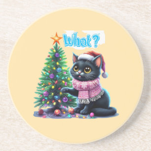 Porta-copos Gato de Natal engraçado O que com o adesivo de árv