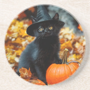 Porta-copos Gato Negro e Abóbora do Halloween
