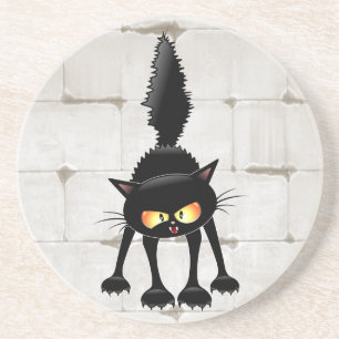 Porta-copos Gato Preto Cartoon Engraçado e Feroz
