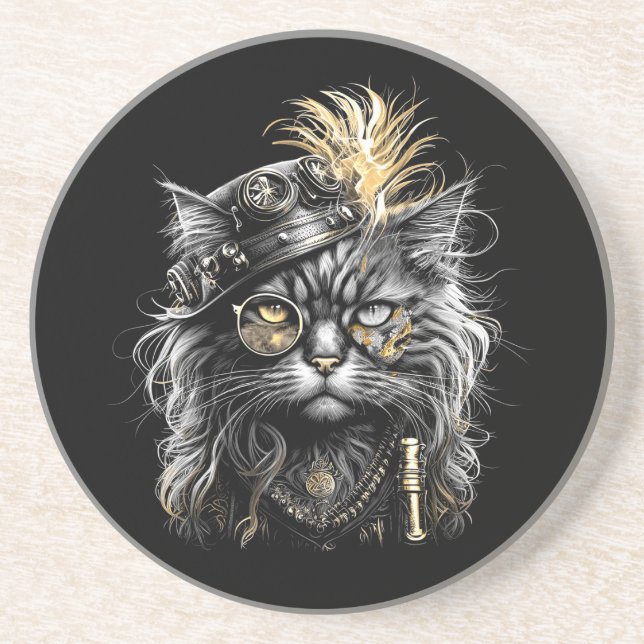 Porta-copos Gato Steampunk Incrível  (Frente)