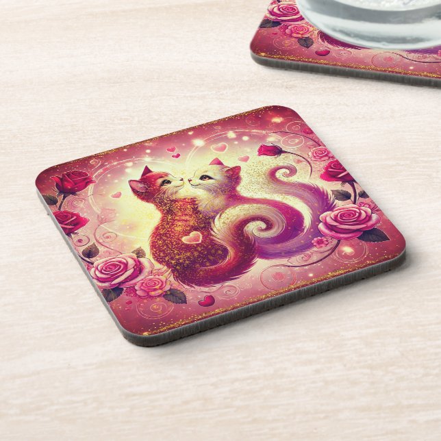 Porta copos - Gatos Pussy Rosa (Left Side)