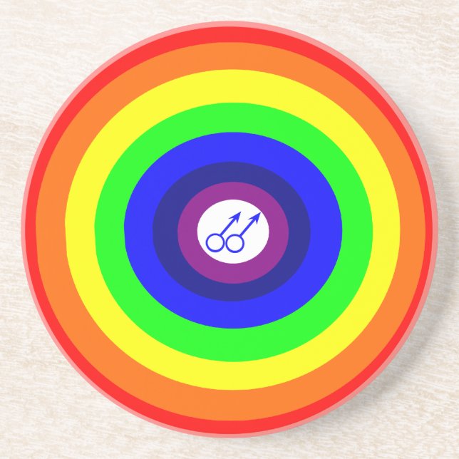 Porta-copos Gay Men Redondas Portas copos Arco-Íris (Frente)