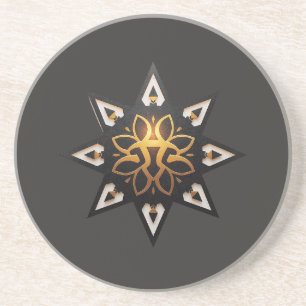 Porta-copos 🌟 Geometria Sagrada Mandala - Ouro Star