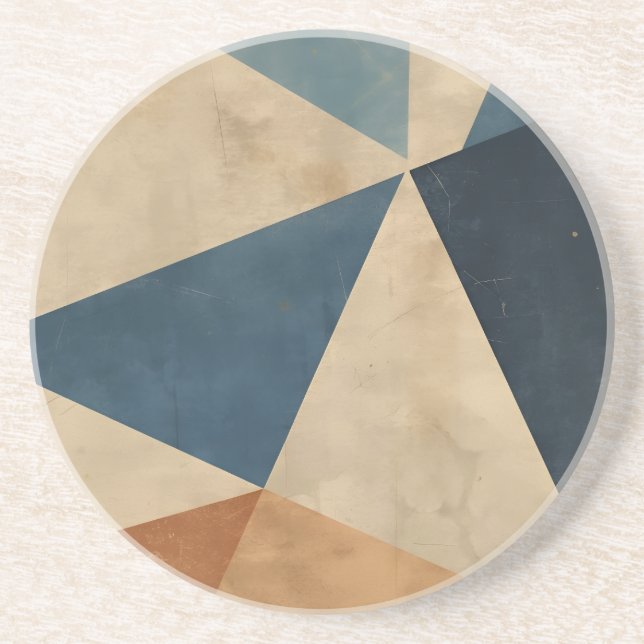 Porta-copos Geometric Pattern in Blues, Tans, and Rust (Frente)