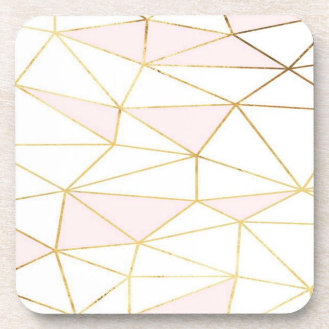 Porta copos geométrica Dourado cor-de-rosa (Frente)