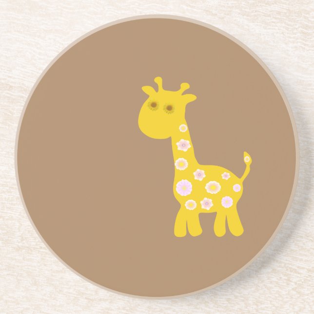 Porta-copos Girafa engraçada retrógrada de flores de padrão pa (Frente)