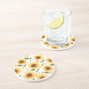 Porta-copos Girassóis Amarelos Aquarela Floral Caprichoso
