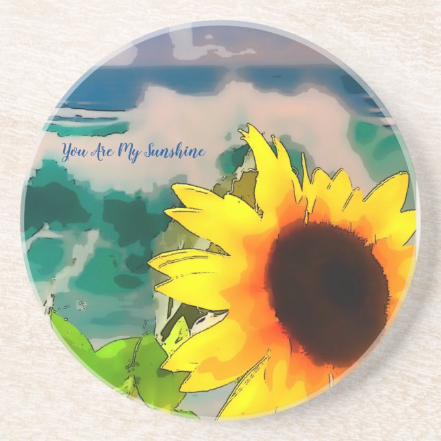 Porta-copos Girassol na praia você é meu sol (Frente)