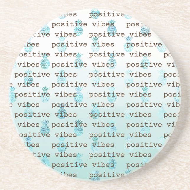 Porta-copos Girly Glam Mint Teal Aqua Tropical Ananases (Frente)