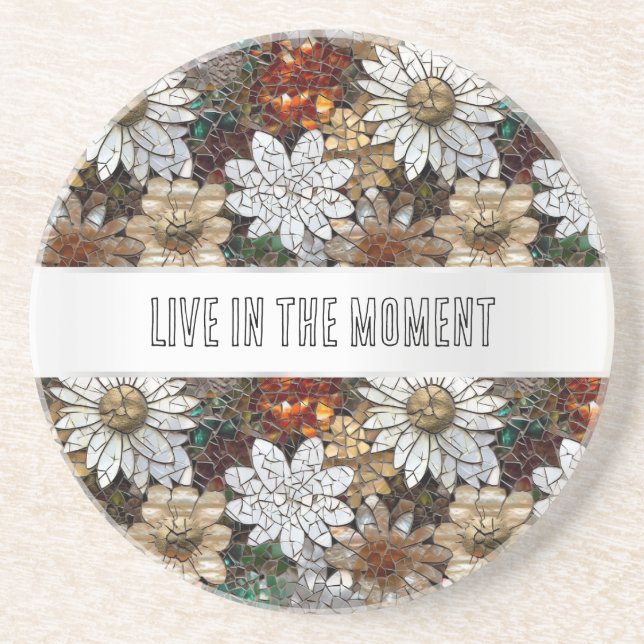 Porta-copos Glam Champagne Dourado Flores Brancas Vermelhas (Frente)