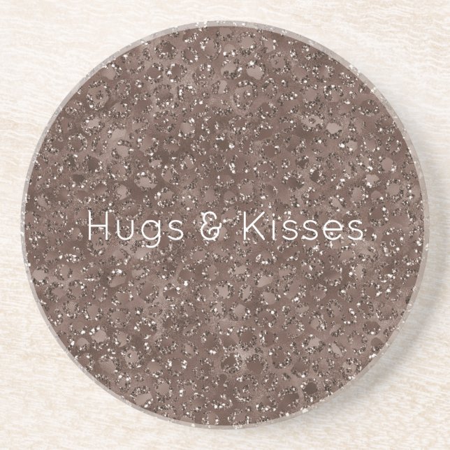 Porta-copos Glitor de Impressão Castanho-Leopardo-Castanho (Frente)