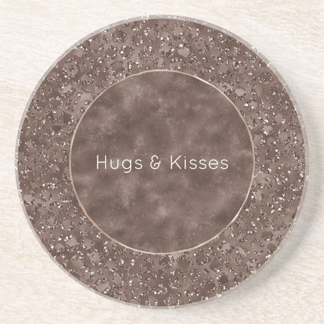 Porta-copos Glitor de Impressão Castanho-Leopardo-Castanho (Frente)