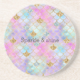 Porta-copos Glitter de Sereia Dourada Rosa Púrpura