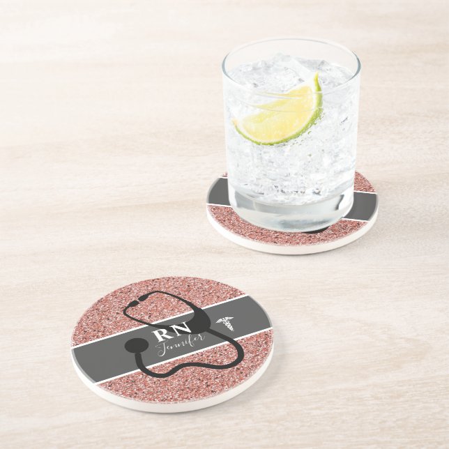 Porta-copos Glitter Dourado Rosa Nurn Personalizado (Lateral)