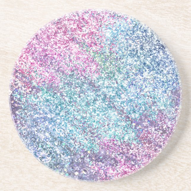 Porta-copos Glitter Minúscula Rosa Púrpura de Aqua Unicórnio (Frente)