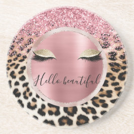 Porta-copos Glitzy Cor de rosa Leve Dourada Eyelashes Leopardo