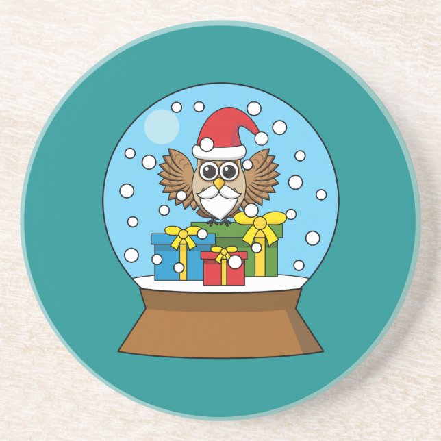 Porta-copos Globo de Neve com Santa Claus Owl (Frente)