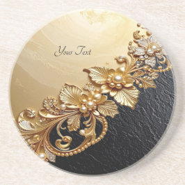 Porta-copos Gold Floral Embellishments Sandstone Coaster