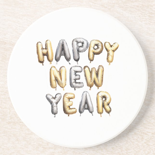 Porta-copos Gold Grey Happy New Year (Frente)