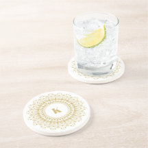 Gold on white ornate mandal circle design