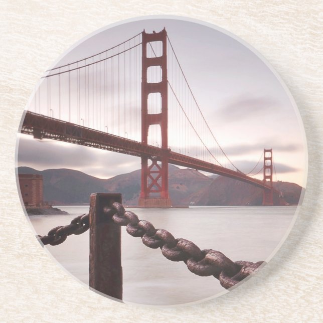 Porta-copos Golden gate bridge contra montanhas (Frente)