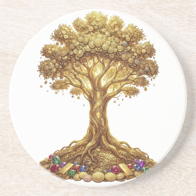 Porta-copos Golden Money Tree of Abundance Art (Frente)