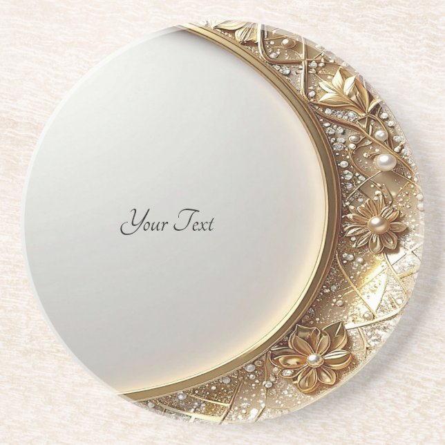 Porta-copos Golden Ornate Frame Sandstone Coaster (Frente)