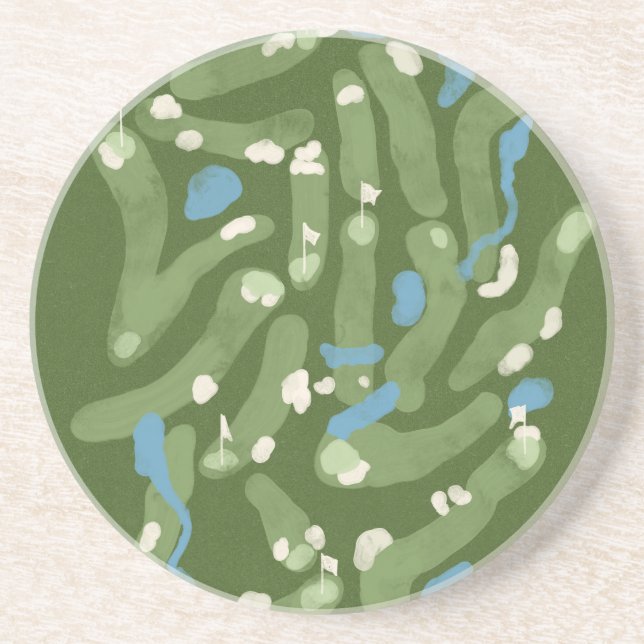 Porta-copos Golf course graphic on stone coaster (Frente)