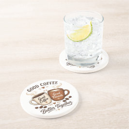 Porta-copos Good Coffee Good Friends mit zwei Kaffeetassen