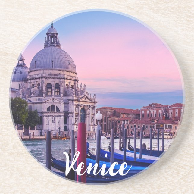 Porta-copos Grande Canal com gondolas e igreja em Veneza (Frente)