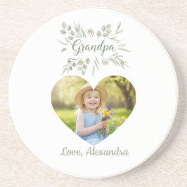 Porta-copos Grandpa Gift Coaster - Heart Photo & Eucalyptus